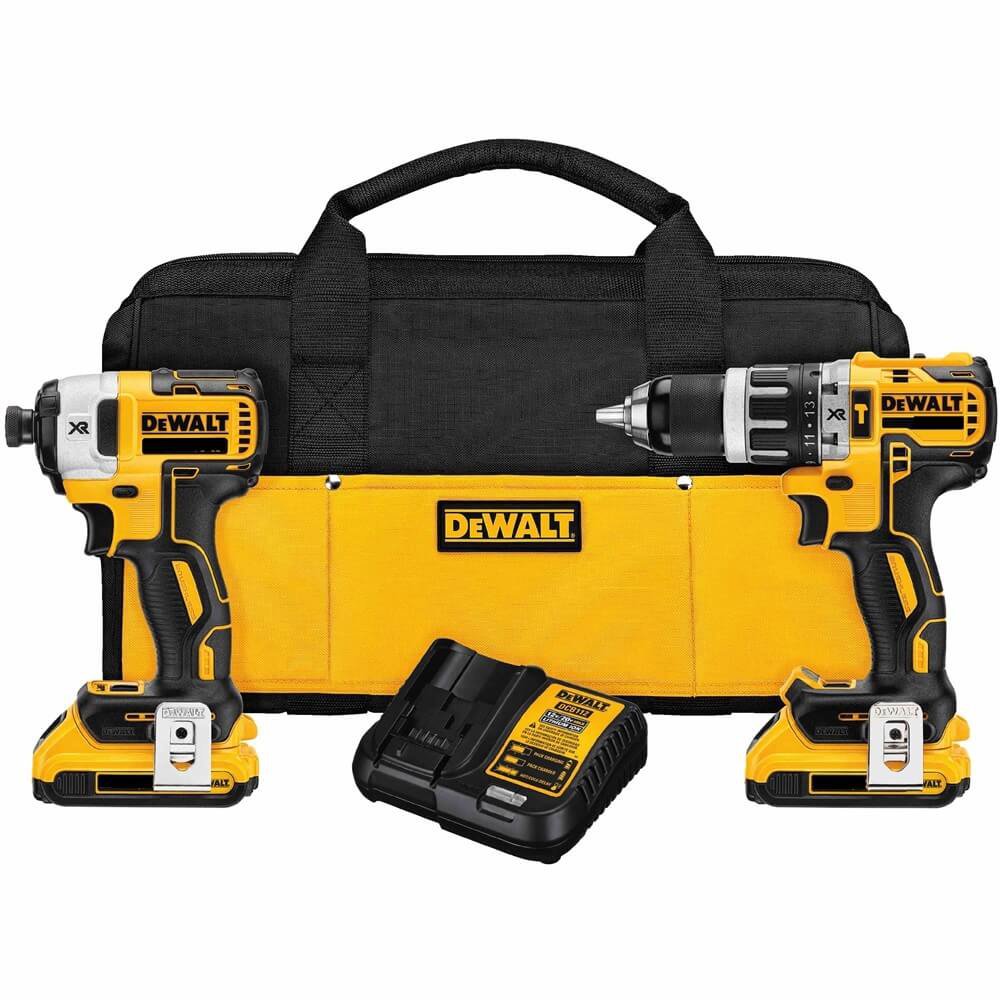 Coffret Dewalt DCK287D2 18V XR - Tournevis à percussion + Marteau perforateur + Sac + 2 Batteries LI-ION 2.0Ah 