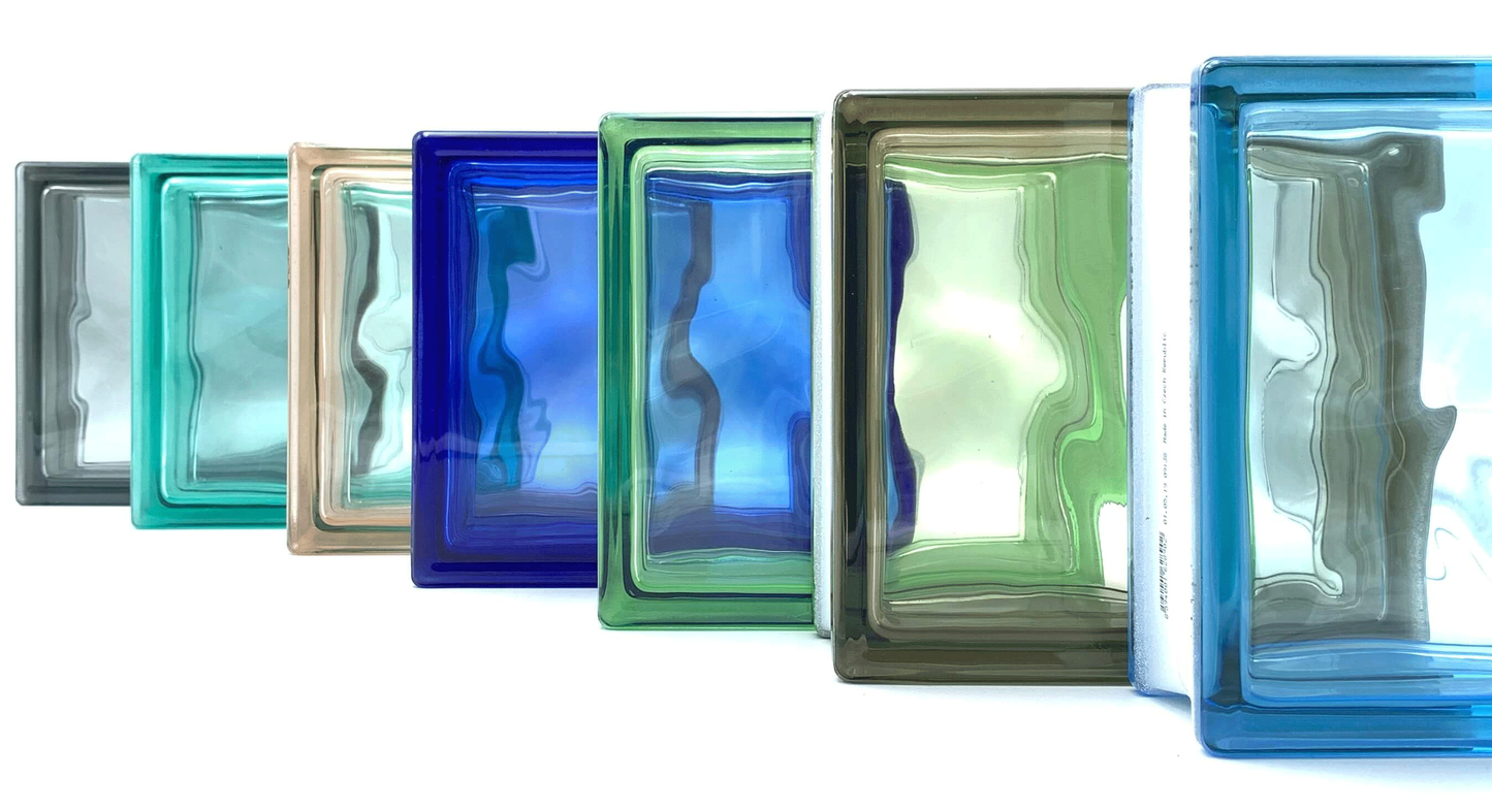 Bloc de verre Wave 19x19x8 cm couleur au choix