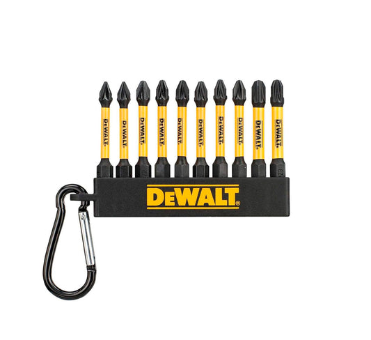 Juego de 10 puntas FLEXTORQ 57mm PZ2 y PH2 con mosquetón Dewalt DT7274