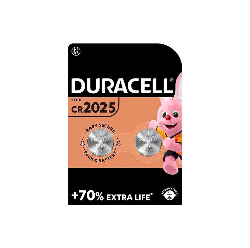 Lot de 2 piles bouton au lithium Duracell Plus Power CR2025 3 V
