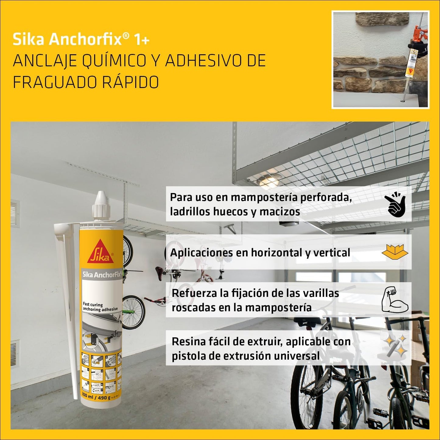 Cartouche adhésive à prise rapide pour ancrages, composant A+B, 300 ml Sika AnchorFix-1