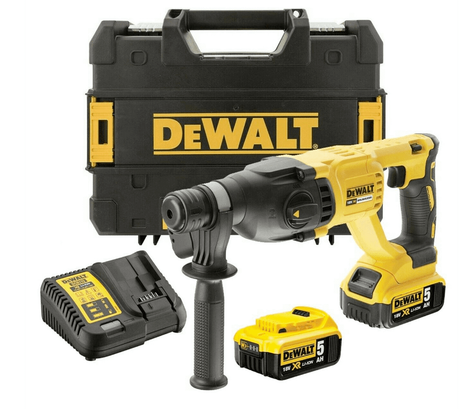 Marteau léger 18V SDS-Plus 2,6 J avec 2 batteries 5Ah et coffret Dewalt DCH133P2