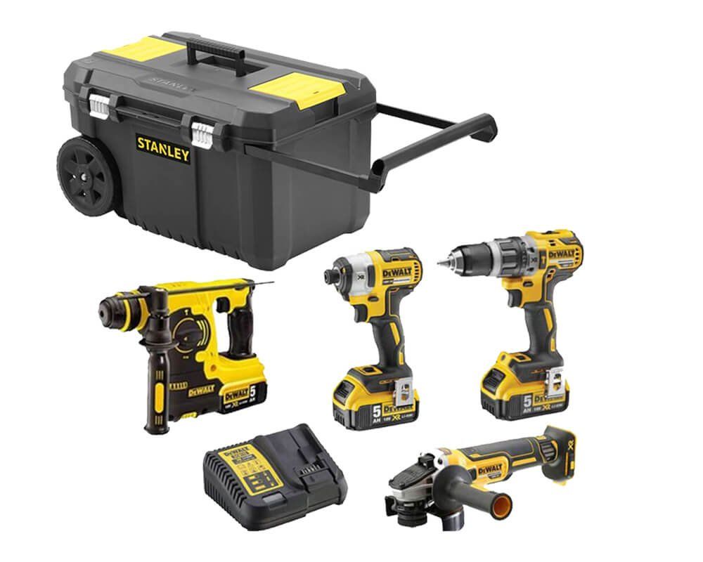 Kit d'alimentation Marteau Dewalt + Perceuse + Meuleuse + Tournevis à percussion DCK435P3