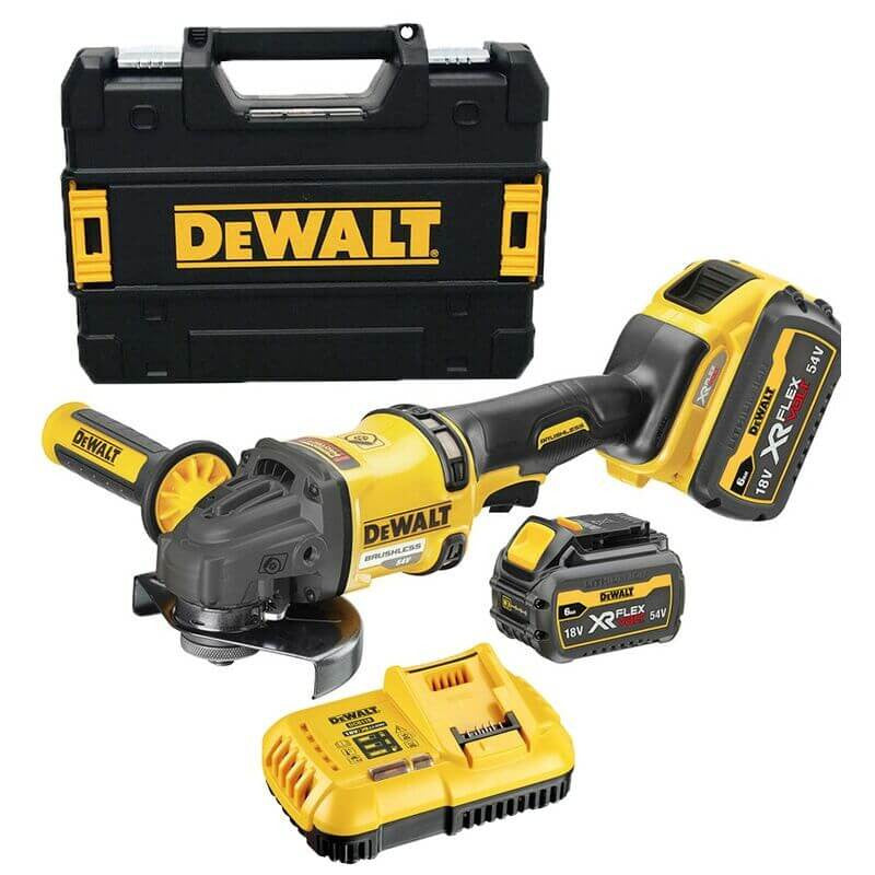 Mini-meuleuse sans balais XR FLEXVOLT 54V/18V 125mm avec 2 batteries 6Ah et coffret Dewalt DCG418T2