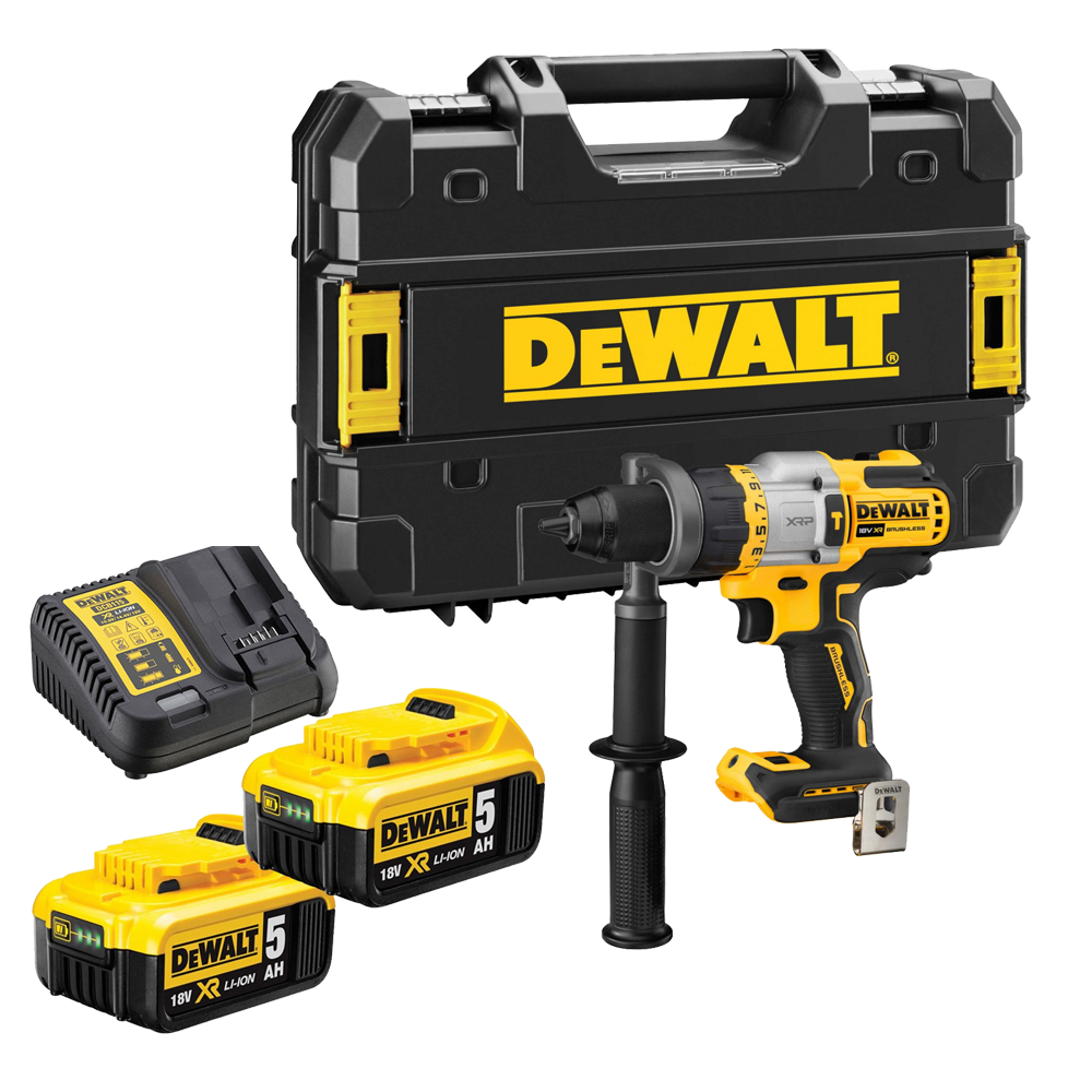 Marteau perforateur sans balais 18V 95Nm avec 2 batteries 5Ah et boîtier Dewalt DCD999P2