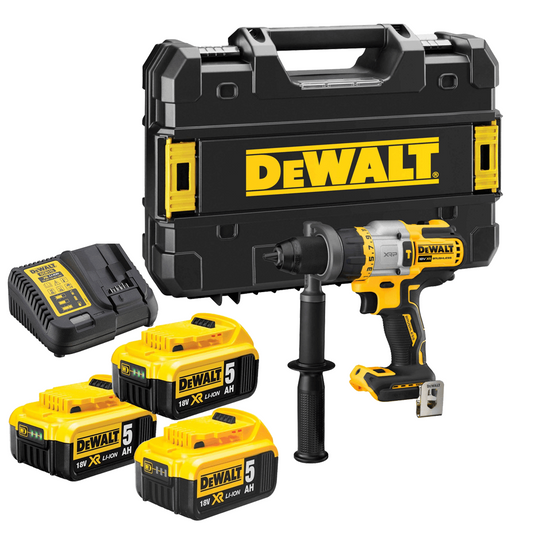 Marteau perforateur sans balais 18V 95Nm avec 3 batteries 5Ah et boîtier Dewalt DCD999P3