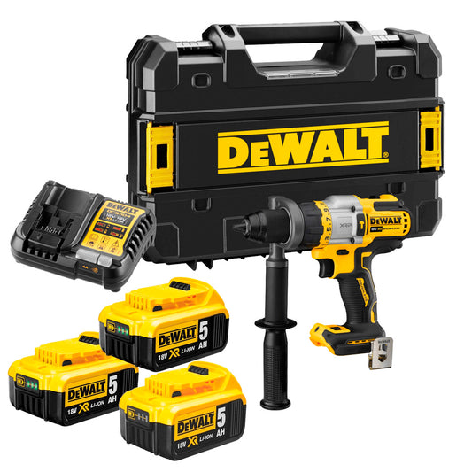 Marteau perforateur sans balais 18V 95Nm avec 3 batteries 5Ah et boîtier Dewalt DCD999P3