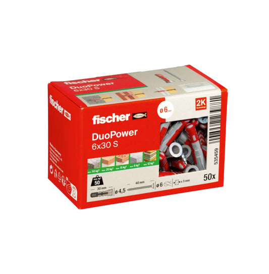 Caja Taco Duopower 6x30S + Tornillo Fischer 50uds