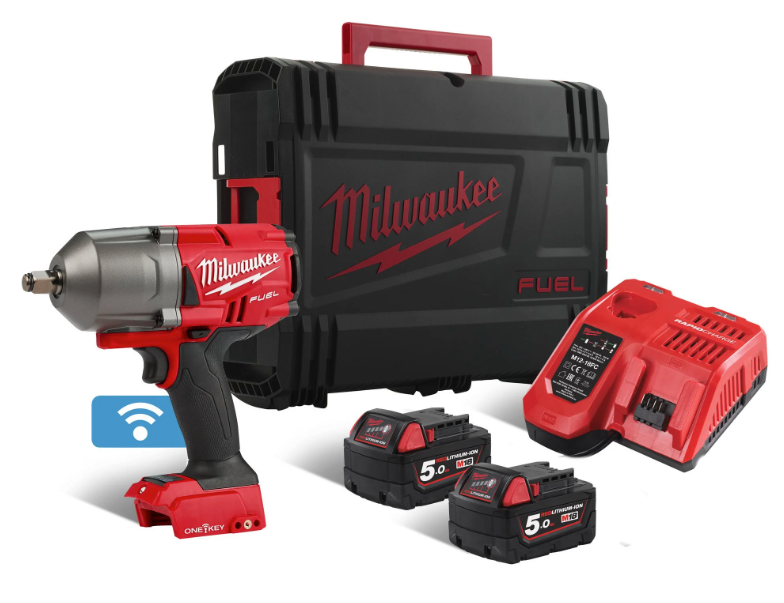 Clé à chocs M18 FUEL ONE-KEY 1/2" + 2 batteries de 5 Ah + chargeur + mallette Milwaukee M18 ONEFHIWF12-502X