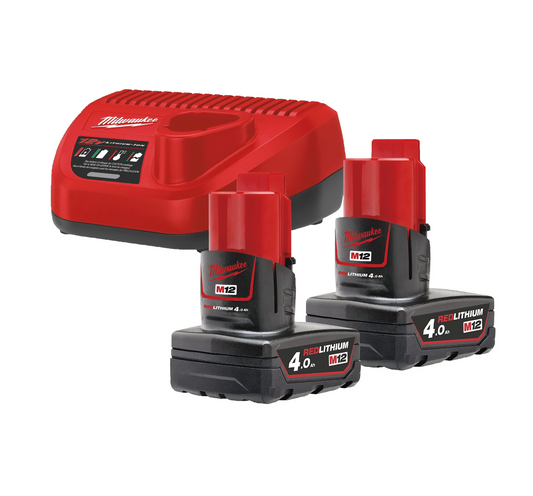 Pack Chargeur + 2bat 4Ah Milwaukee M12 NRG-402