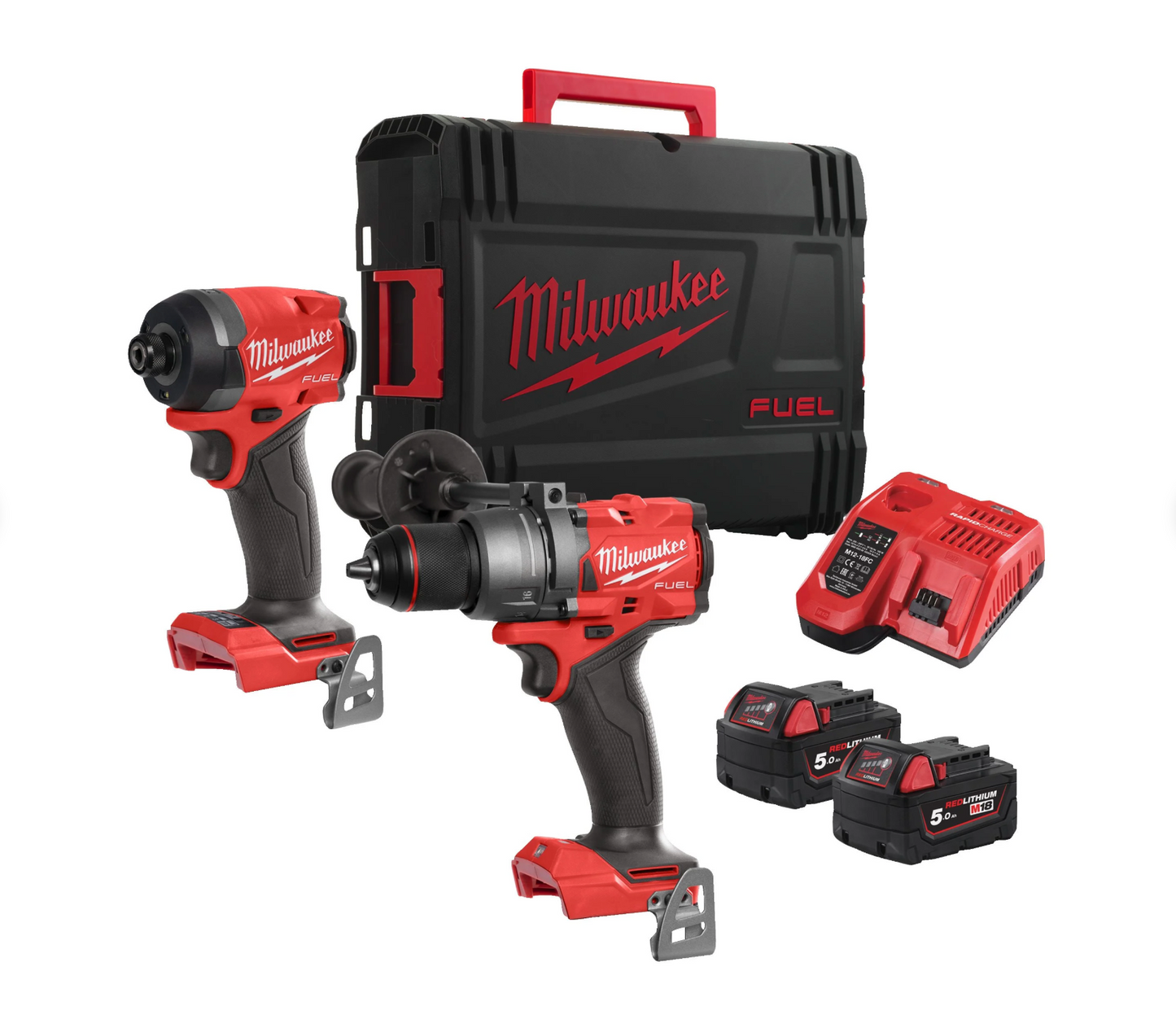 Perceuse à percussion Powerpack M18 + visseuse à chocs + 2 batteries + chargeur + mallette Milwaukee M18 FPP2A3-502X