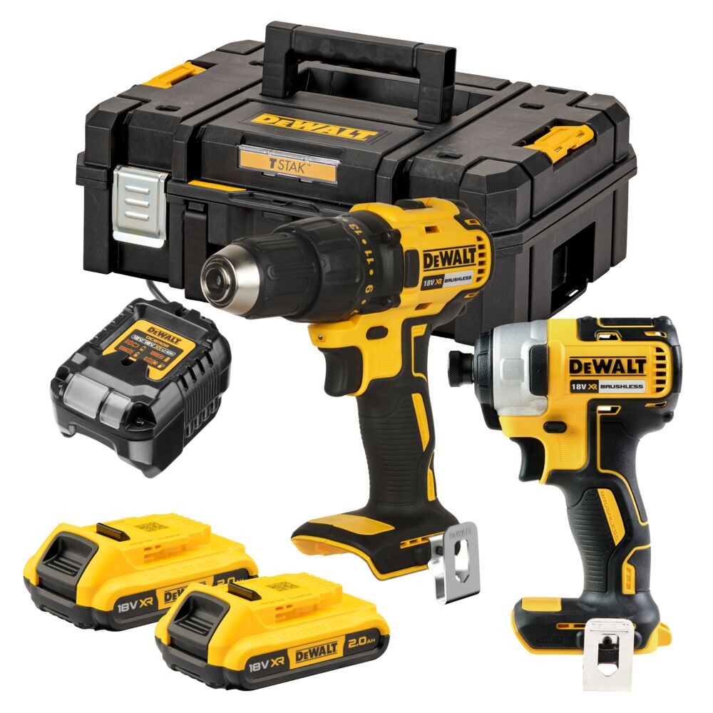 Kit perceuse-visseuse DCD777 + visseuse à chocs DCF787 XR 18 V + 2 batteries de 2 Ah + chargeur + mallette Dewalt DCK2059D2T