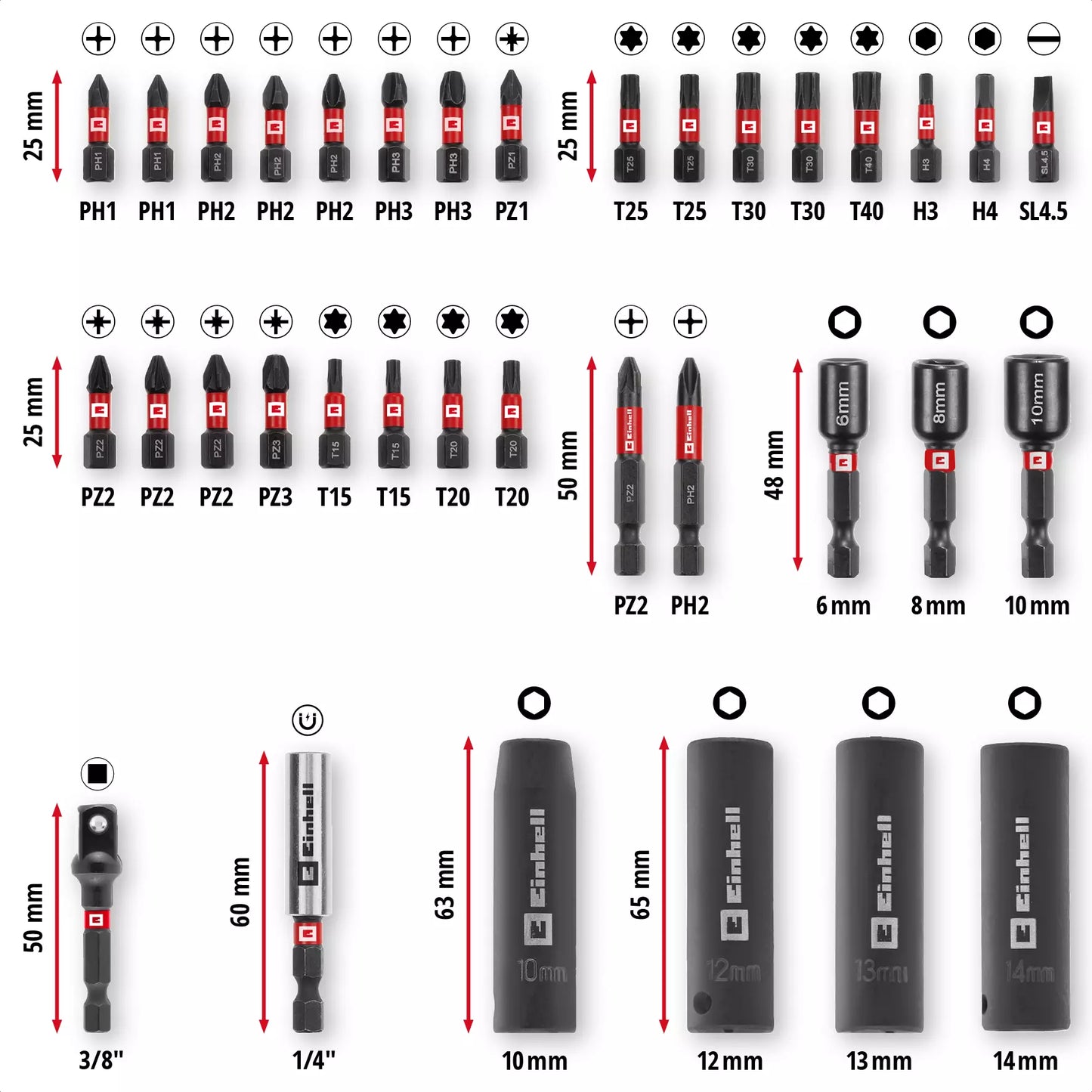Coffret d'embouts et de douilles Einhell M-CASE 35 pièces 49109230