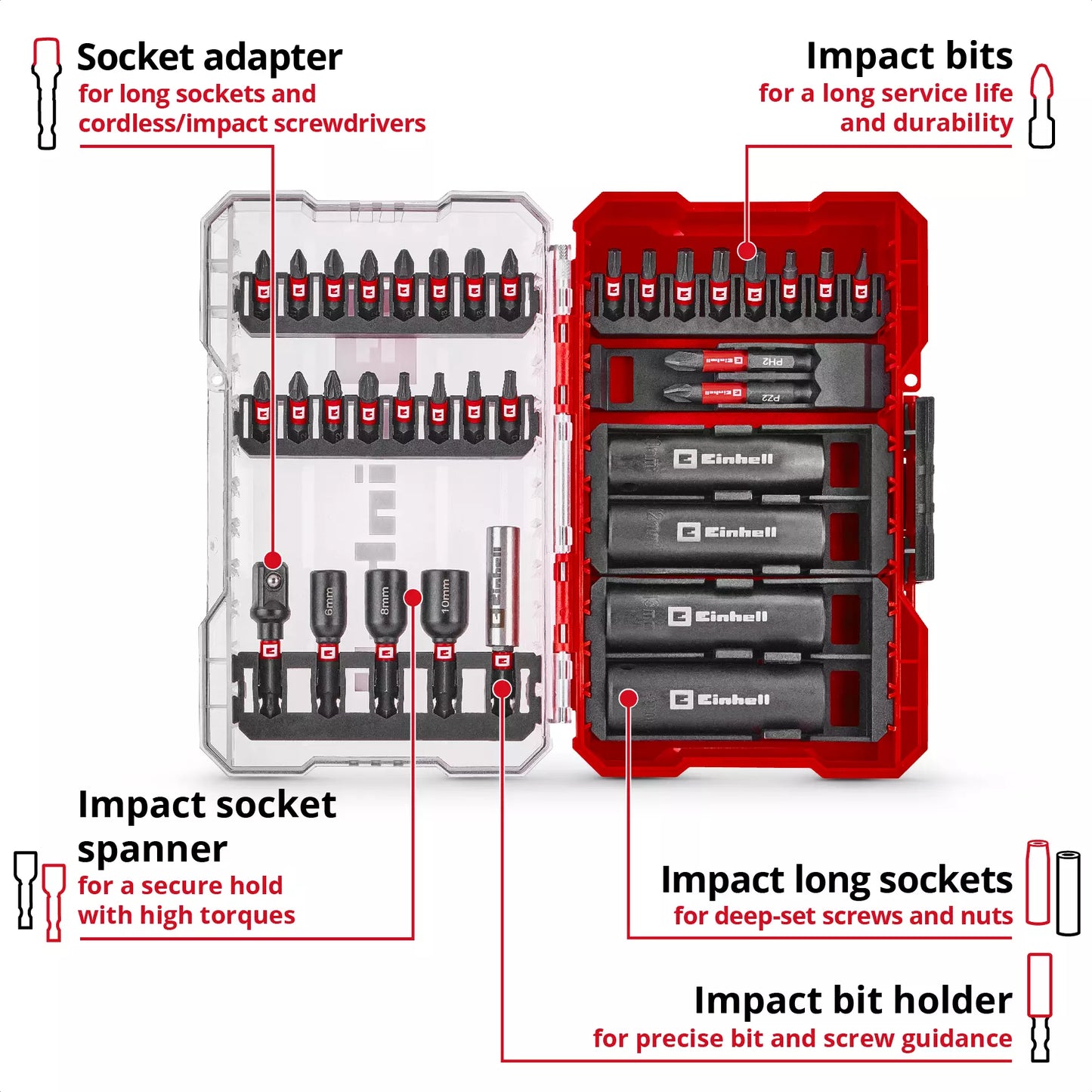 Coffret d'embouts et de douilles Einhell M-CASE 35 pièces 49109230