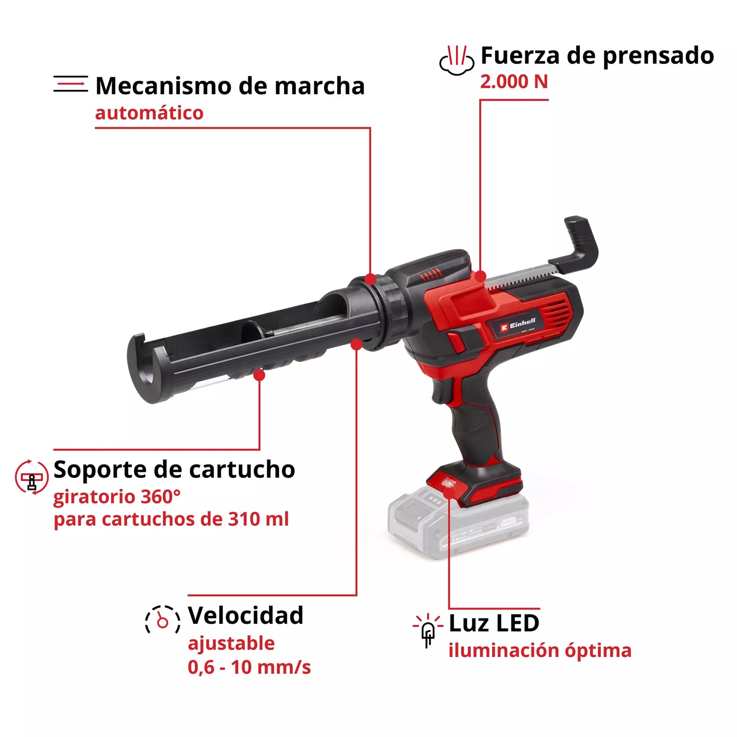 Pistolet à mastic sans fil 18V 310ml Einhell TE-SG 18/10 Li - Solo