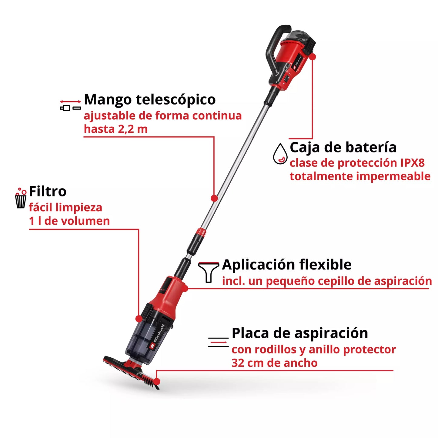 Aspirador de piscina a batería GE-PV 18/42 Li T-Solo Einhell