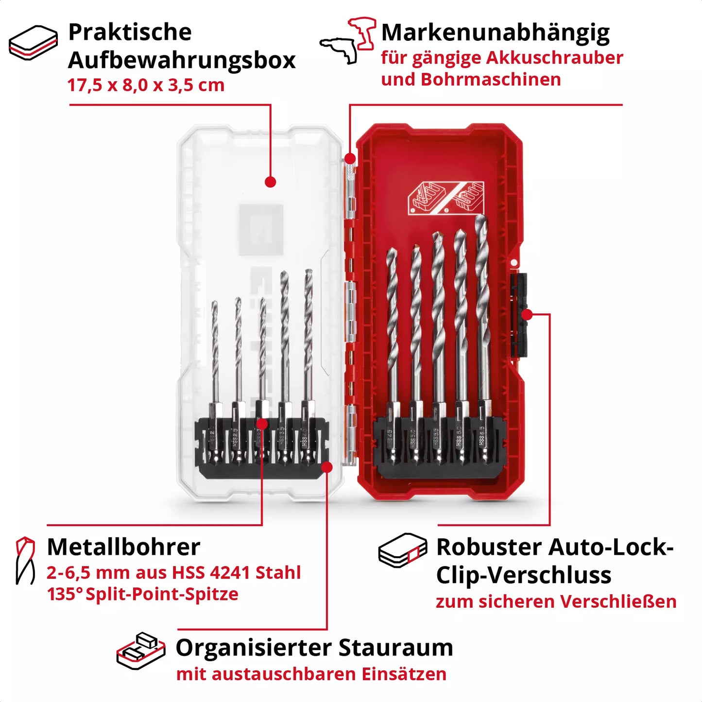 Coffret de 10 forets à métaux S-CASE LS Einhell 49108723
