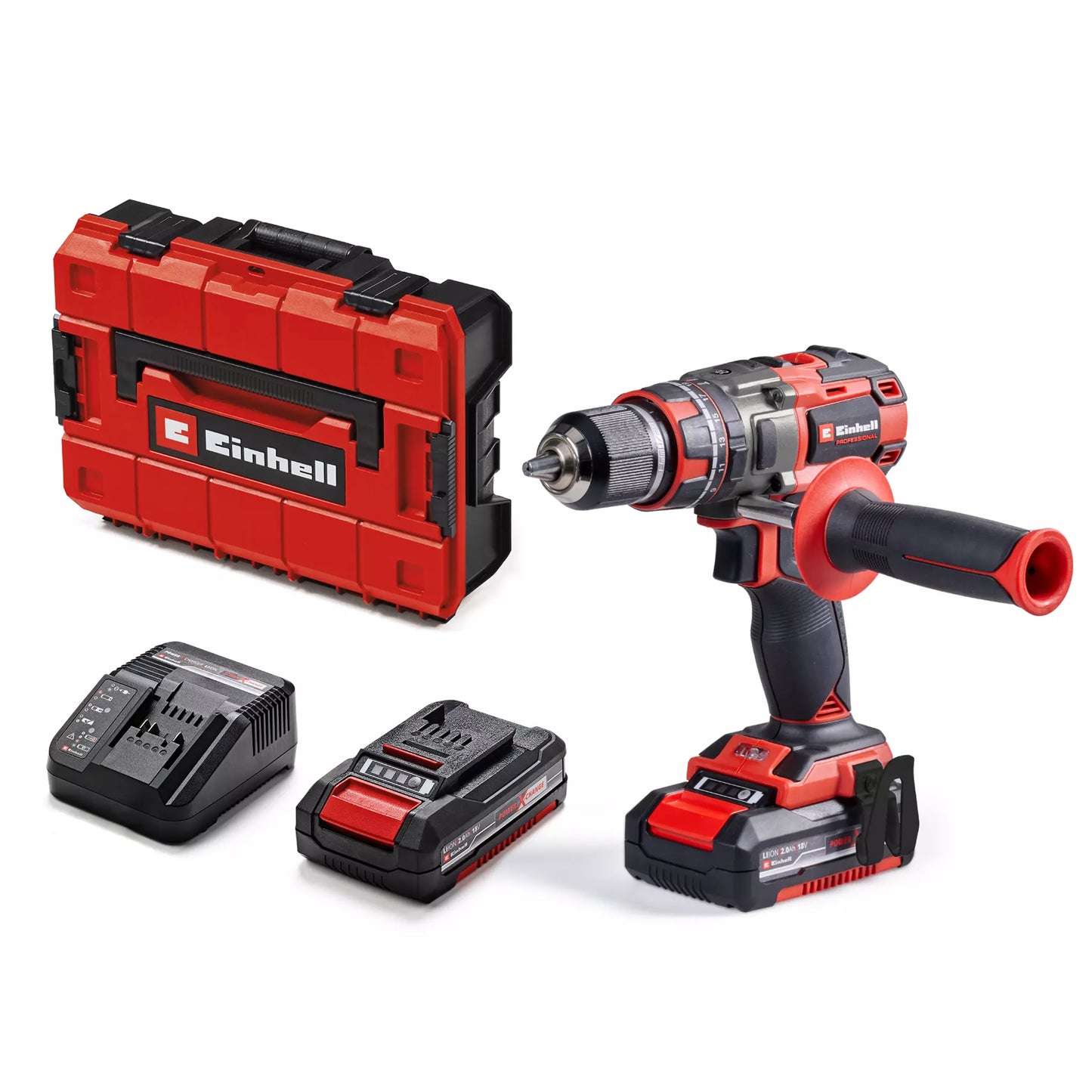 Perceuse à percussion 18 V + 2 batteries de 2 Ah + chargeur + mallette Einhell TP-CD 18/80 Li-i BL
