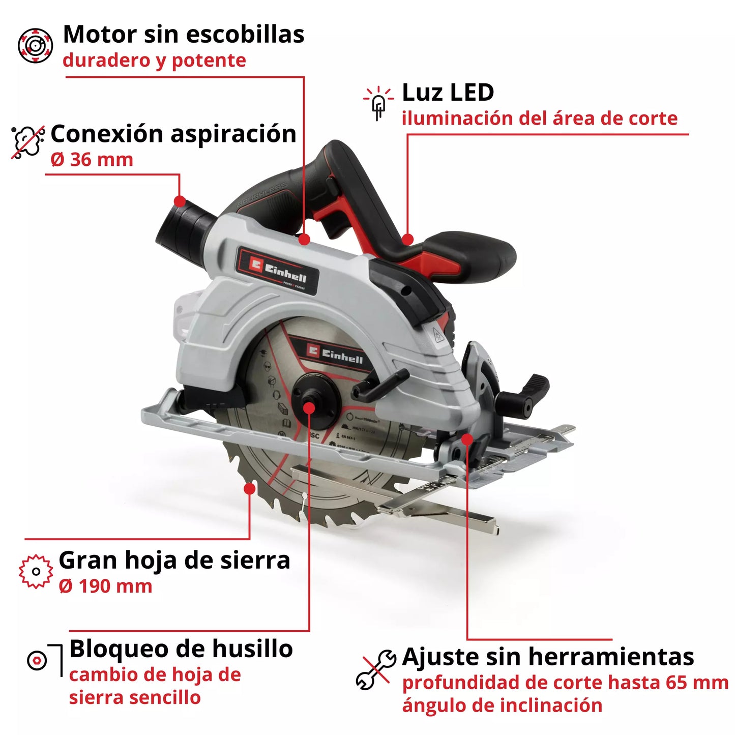 Scie circulaire 18V 190mm Einhell TP-CS 18/190 Li BL - Solo