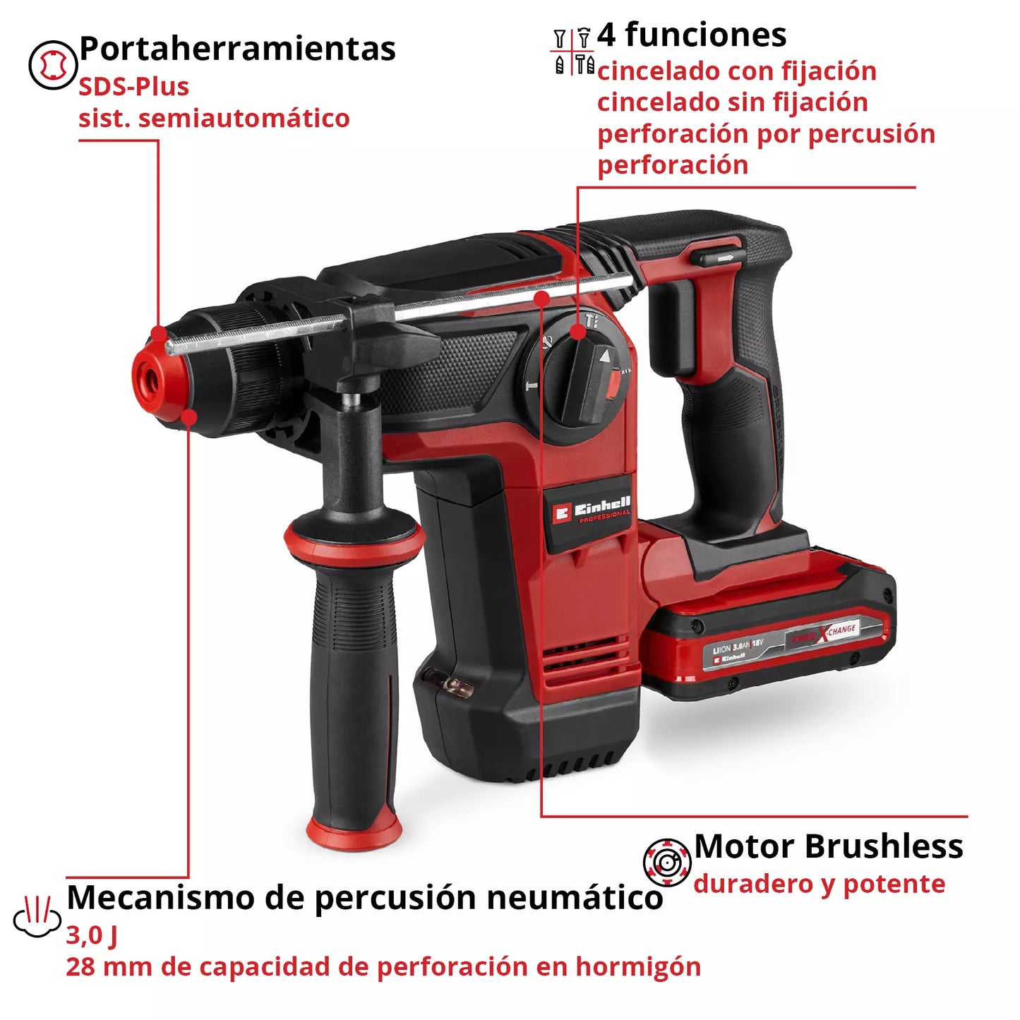 Perforateur 18 V SDS-Plus 3 J 28 mm TP-HD 18/28 Li BL+4