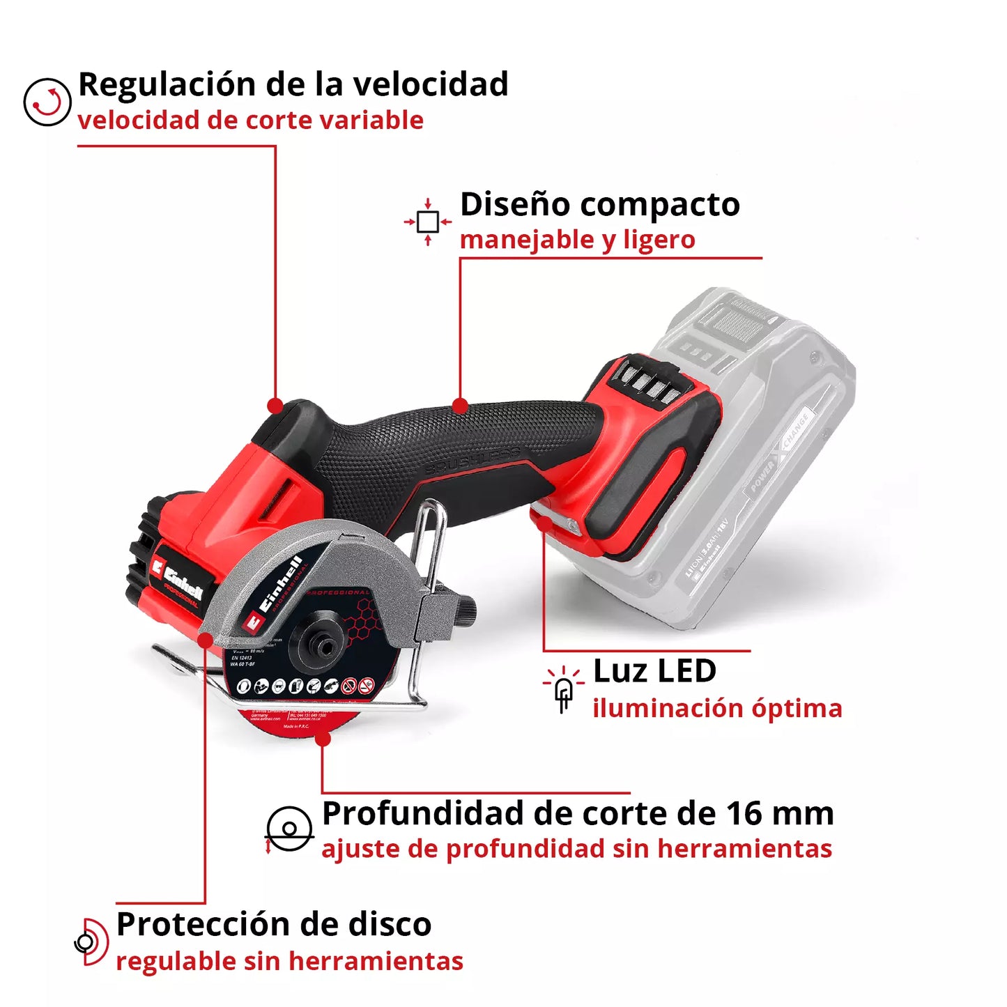 Meuleuse 18 V 76 cm Einhell TP-CO 18/76-C Li BL – Solo