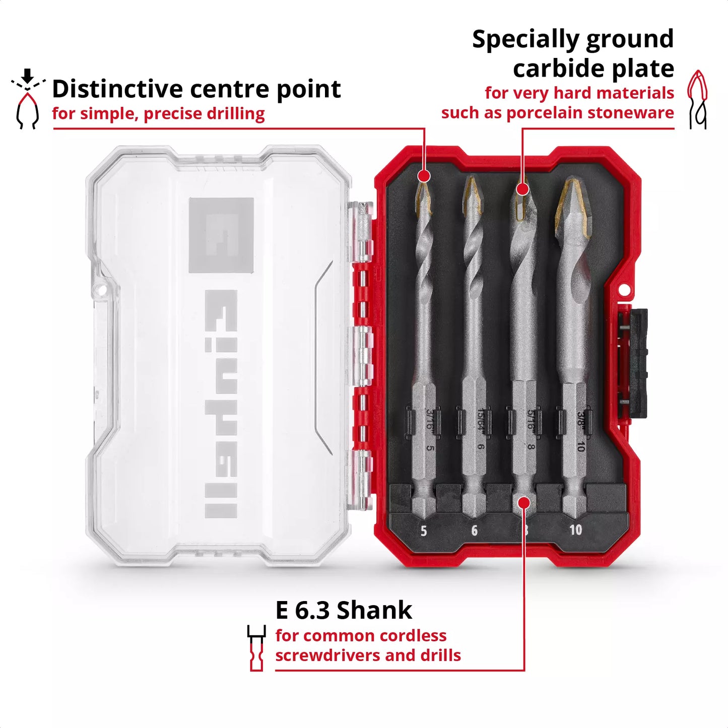Jeu de 4 forets à porcelaine XS-CASE Einhell 49051404