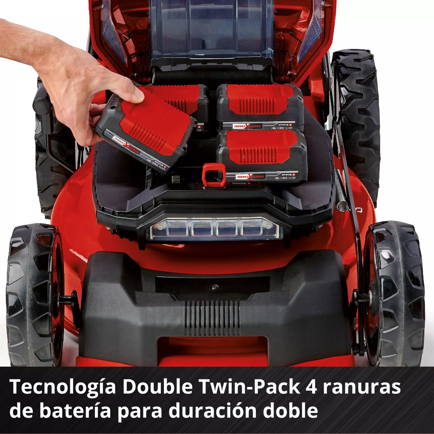 Tondeuse à gazon sans fil avec 4 batteries 4,0 Ah + 2 chargeurs doubles GP-CM 36/47 S Li BL Einhell