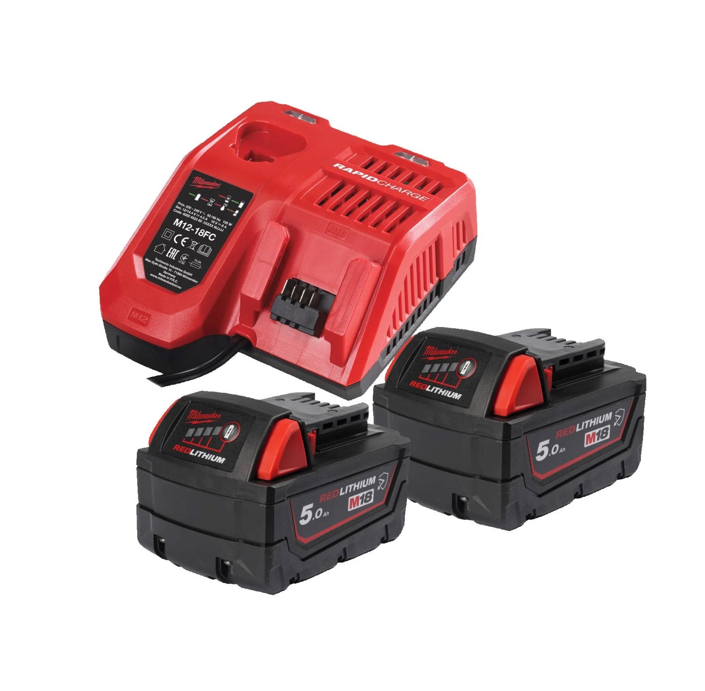 Kit batteries 5Ah et chargeur Milwaukee M18 NRGCR-502