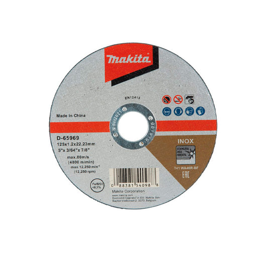 Boîte de 10 disques à tronçonner Makita D-65953-10 de 115 mm en acier inoxydable