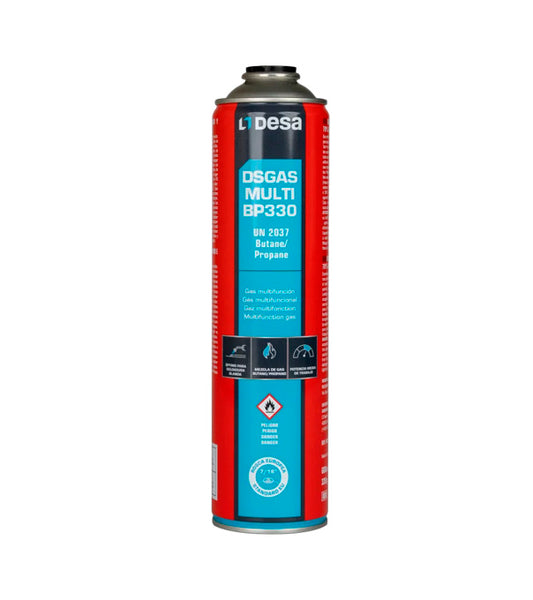 Botella de gas butano/propano con roca 7/16" Desa 330gr DSGAS - MULTI BP330