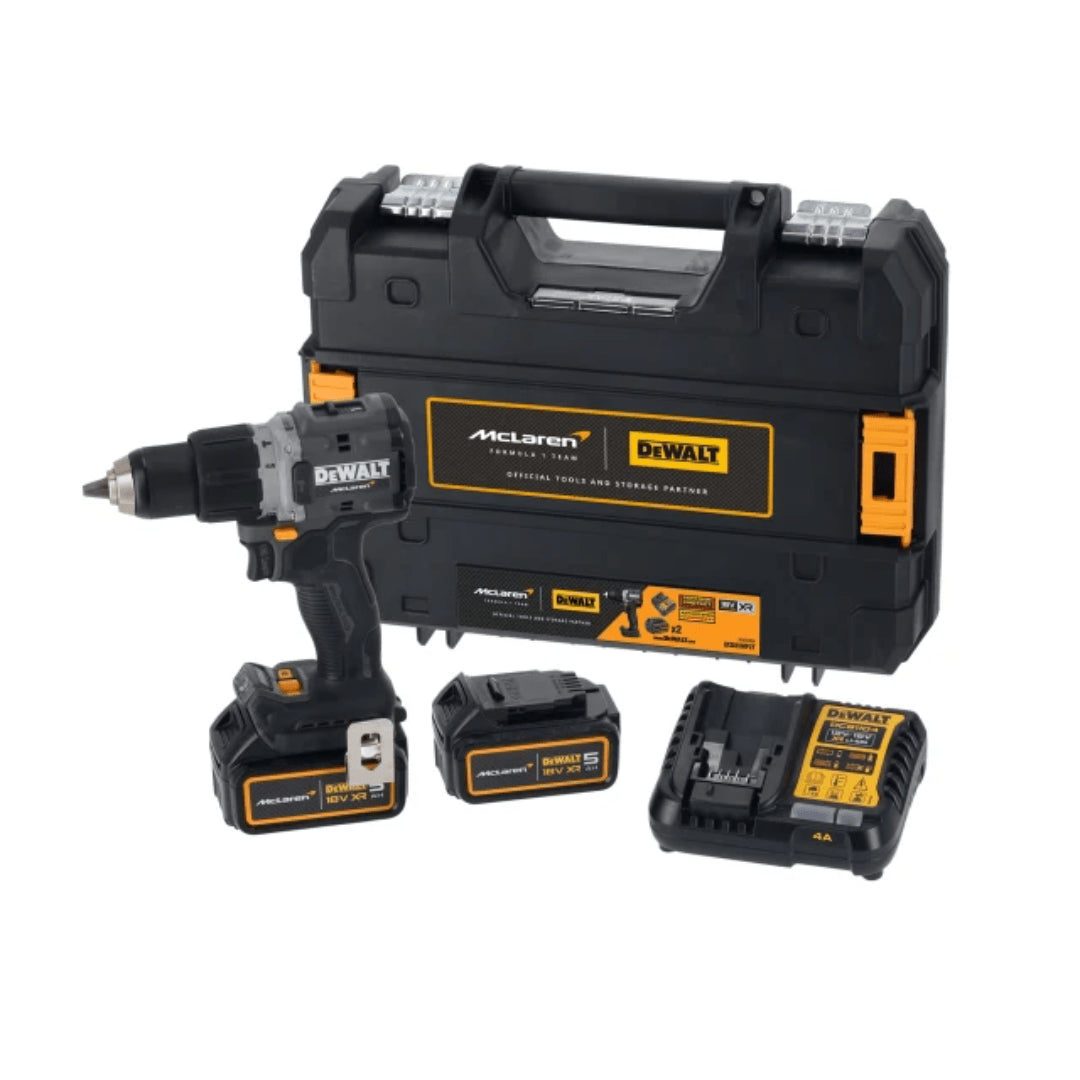 Perceuse à percussion McLaren 18 V 90 Nm 13 mm avec 2 batteries 4 Ah et mallette Dewalt DCD85MM2T