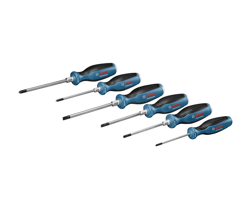 Ensemble de 6 tournevis plats/cruciformes PRO Bosch