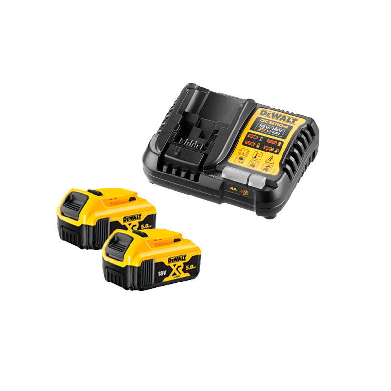 Lot de 2 batteries rail XR LI-ION 5 AH et chargeur Dewalt DCB1104P2