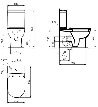 WC Suspendu Complet Réservoir Bas Eurovit Ideal Standard T443601 IDEAL STANDARD - 5