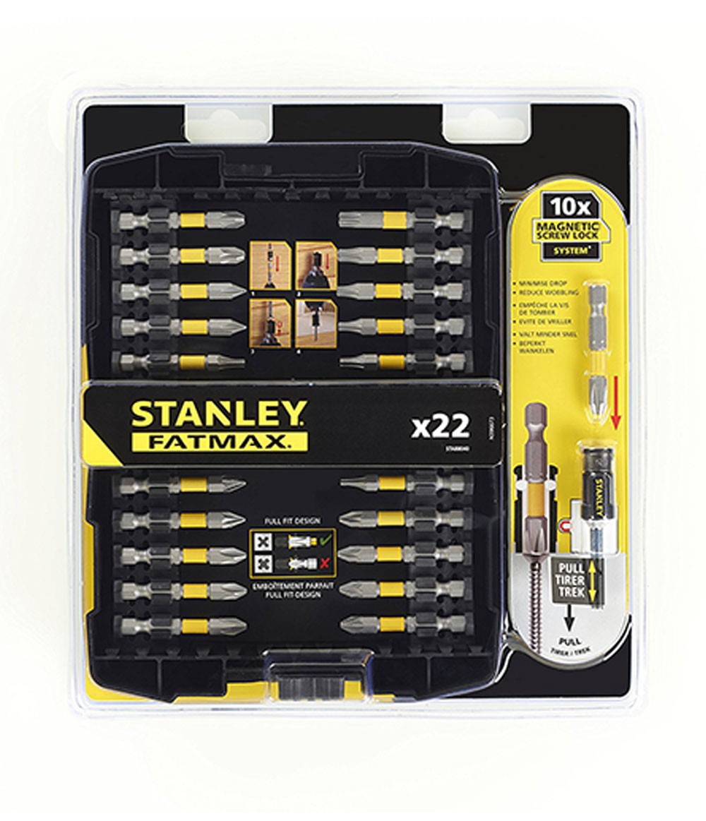 Kit de 22 piezas para Atornillar con adaptador Screwlock Stanley STA88040